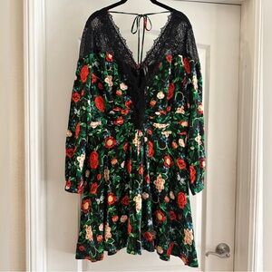 By Anthropologie black and floral dress size 16